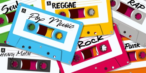  In this image, there are a collection of mixtapes in various bright colors, representing 90s nostalgia.