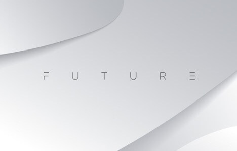 In this image, the word “Future” is capitalized and displayed over a white and silver background. This is a minimalist design.