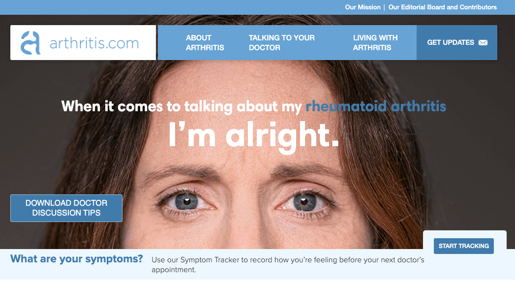Arthritis.com Example of great unbranded pharma websites