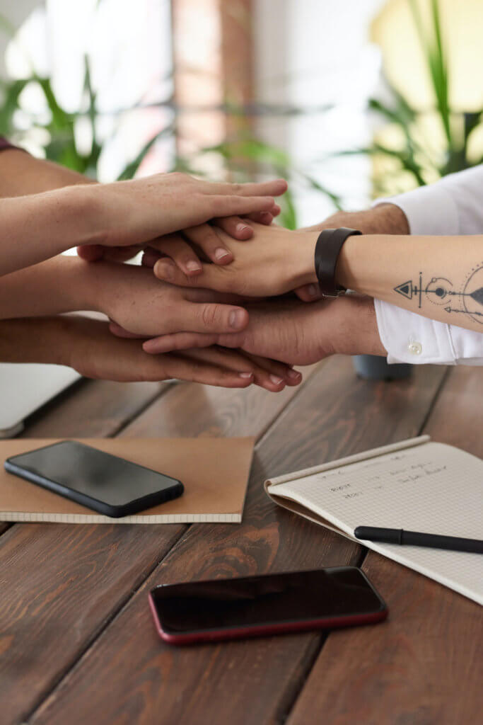 Business team hands