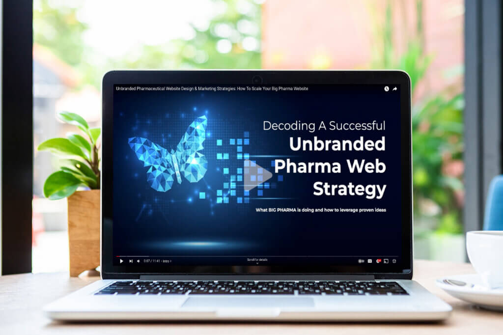 laptop showing pharma web strategy video